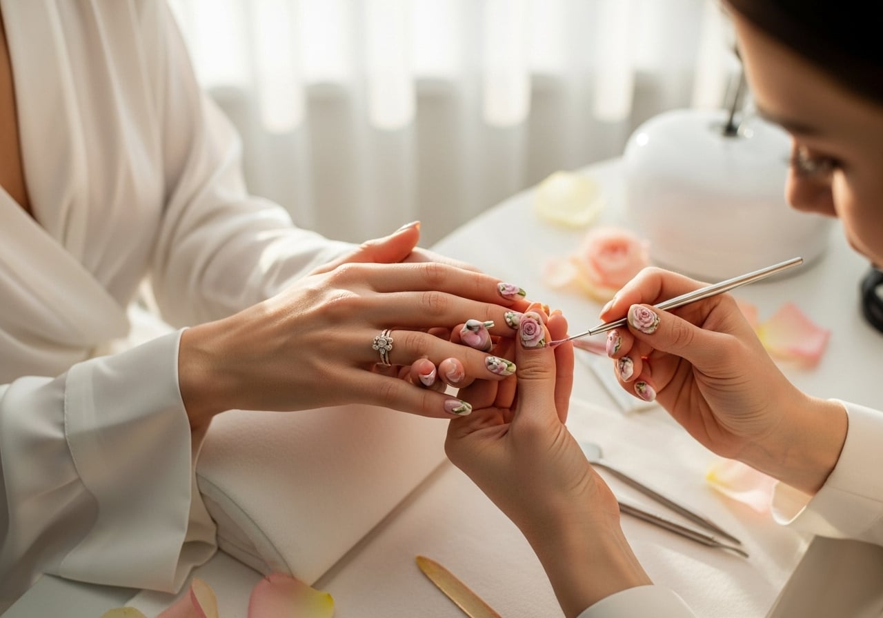 Featured image for 10 Floral Nail Art Ideas for a Romantic Wedding