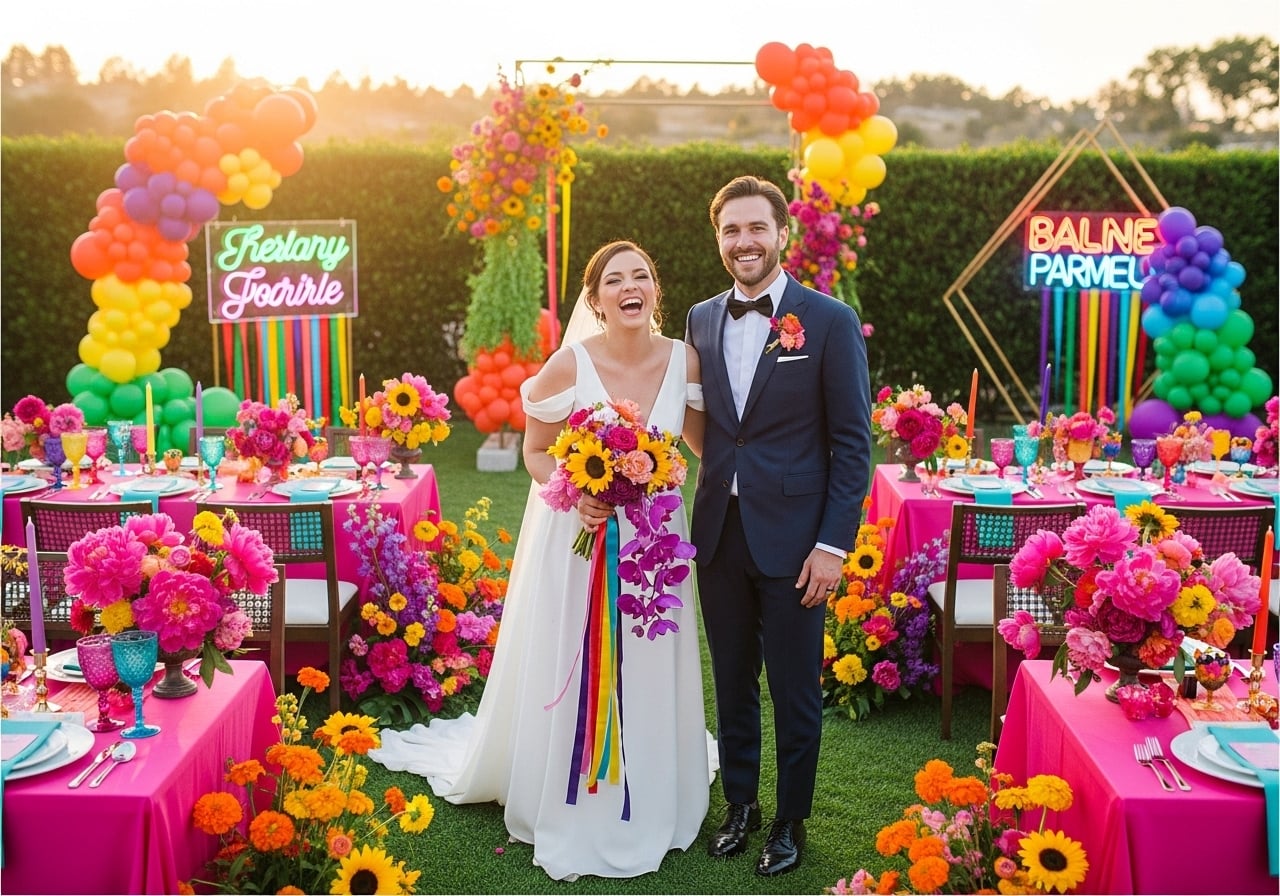 Featured image for 12 Dopamine Decor Weddings: Maximum Color and Joy