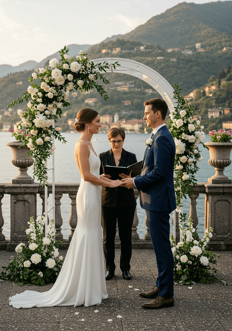 Close-up of couple's faces during emotional ceremony moment