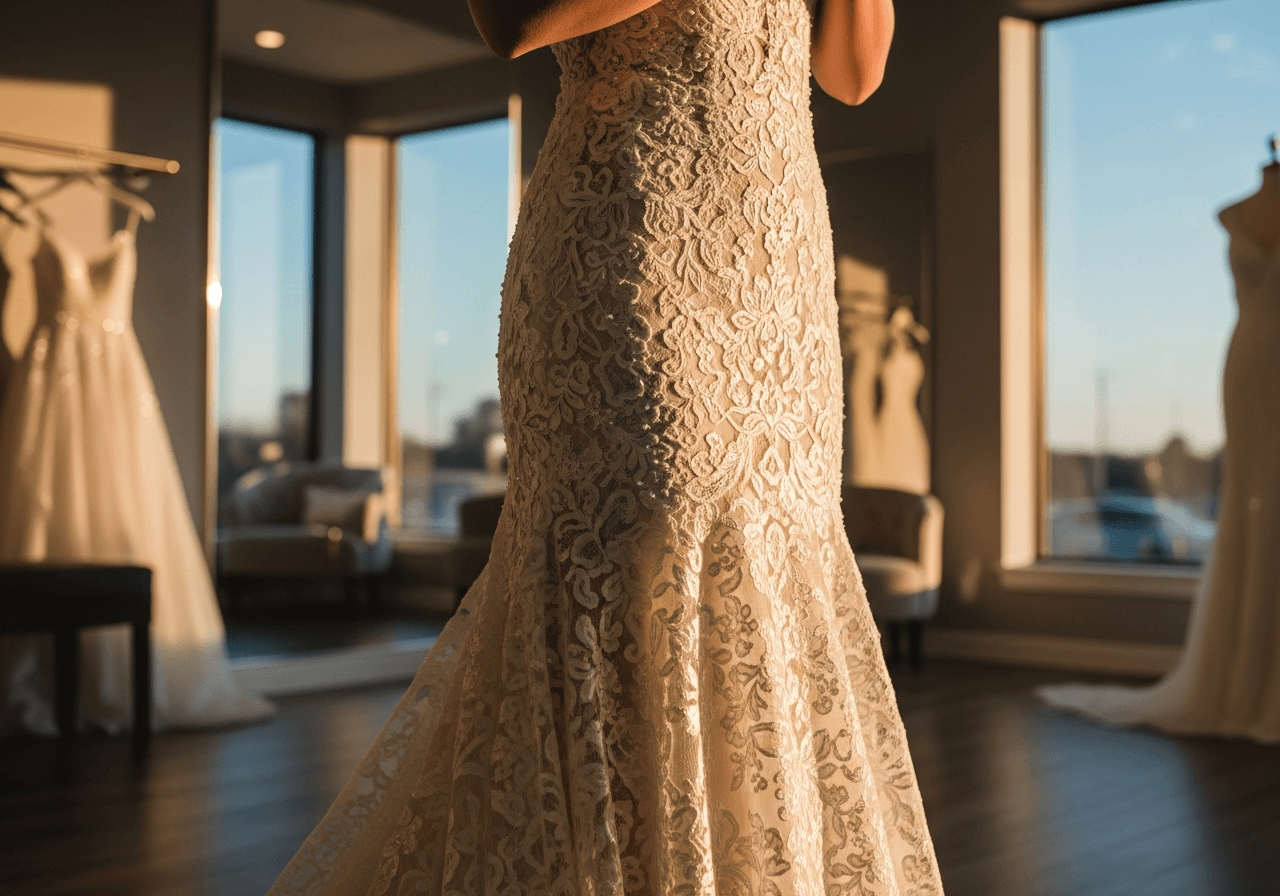Featured image for 14 Guipure Lace Wedding Dresses for a Texture-Rich Bridal Look