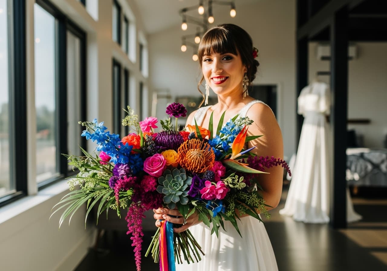 Bold Colorful Wedding Bouquets Breaking Traditional Rules