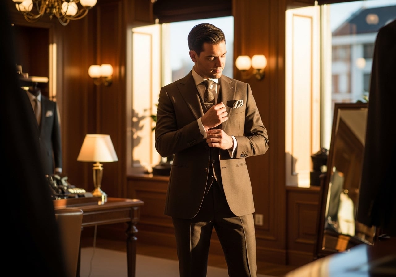 Featured image for From Chocolate to Tan: The Best Brown Groom Suits We've Ever Seen