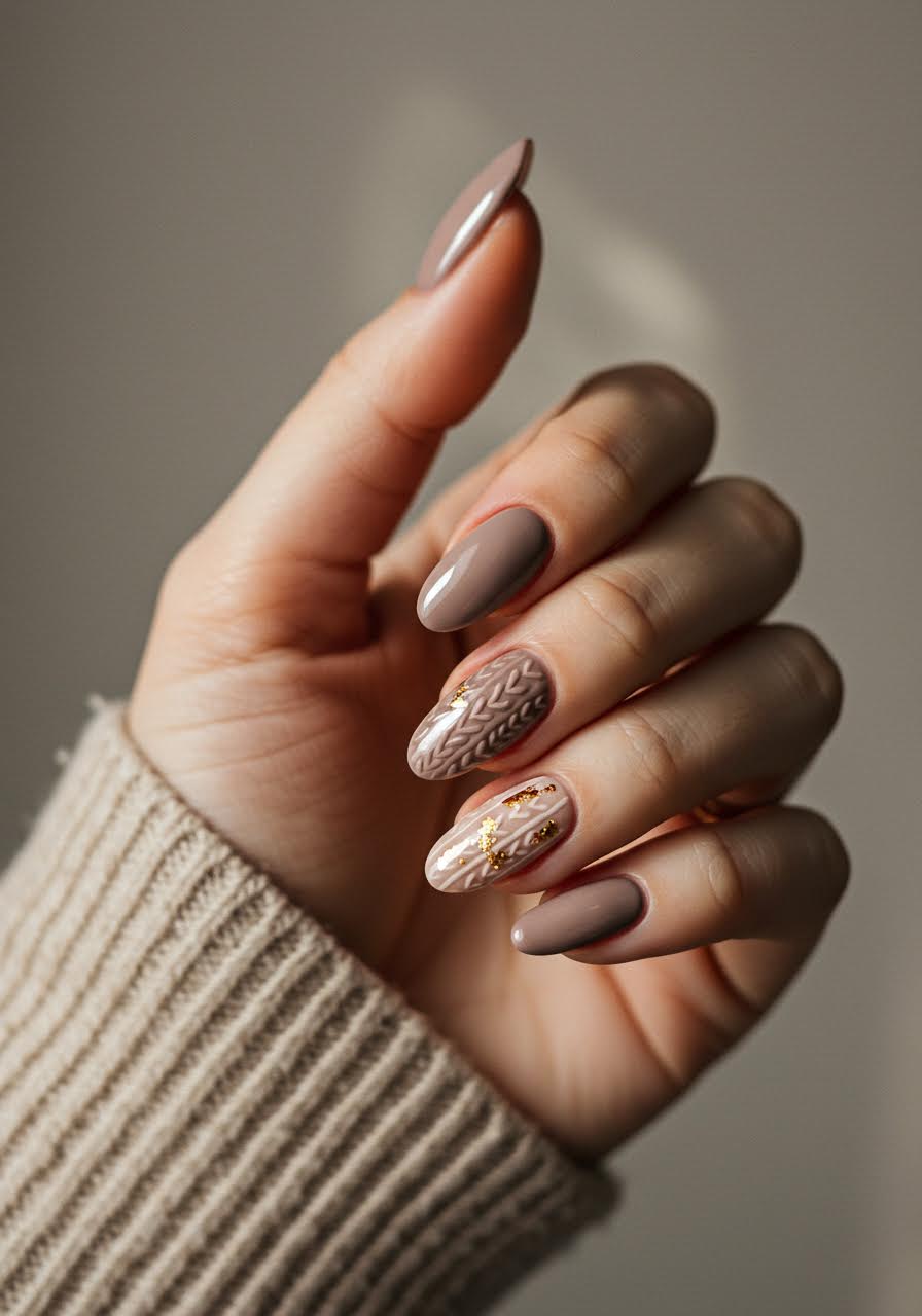 Soft cashmere beige nails with subtle texture and matte finish