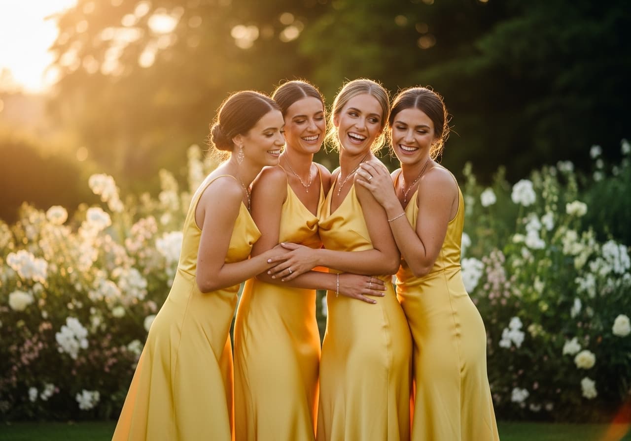 Golden Hour Glamour: The Radiant Appeal of Yellow Silk Bridesmaid Dresses