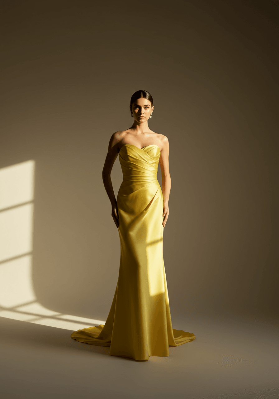 Full-length view of sweetheart gown showcasing complete elegant silhouette