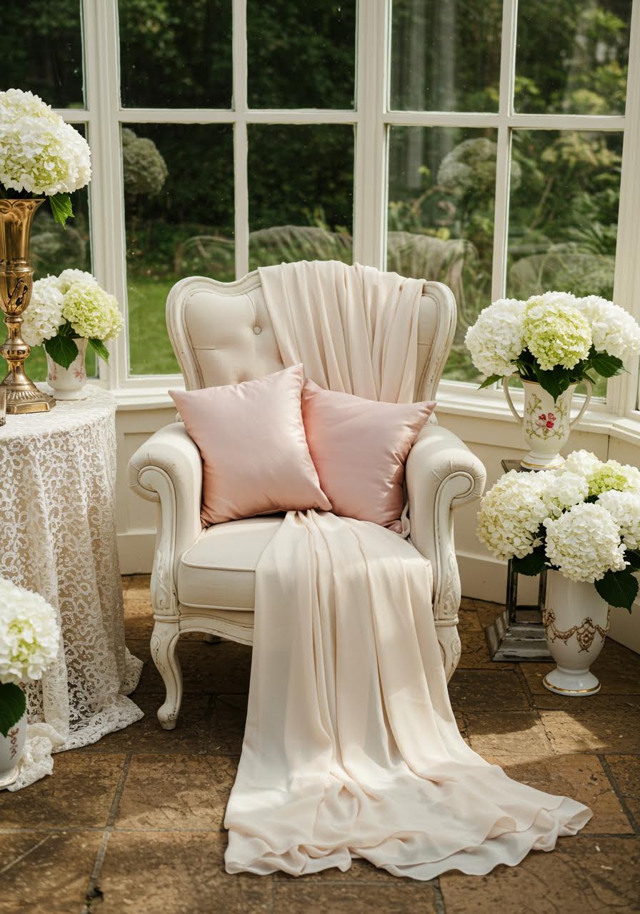 Elegant table setting with ivory china and refined crystal placement