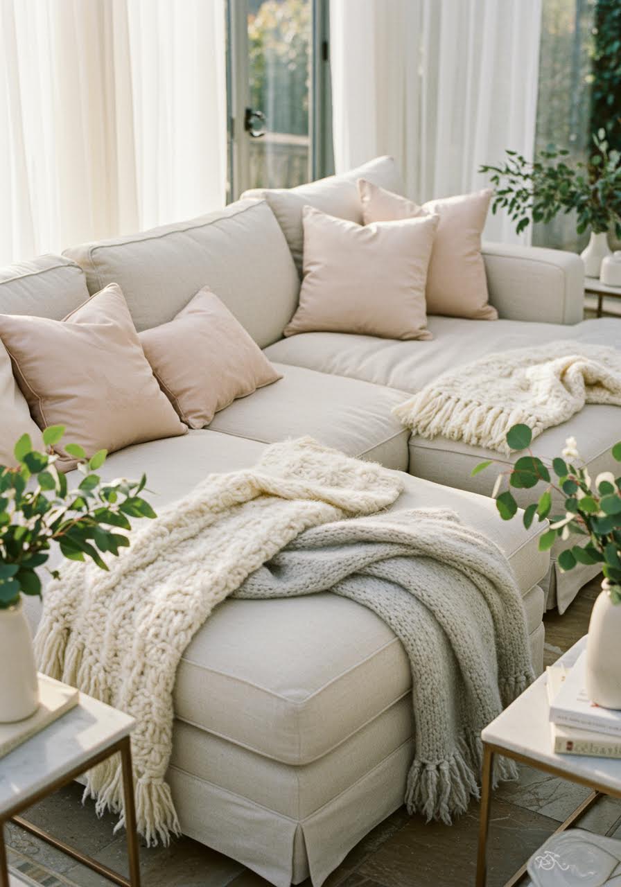 Intimate wedding reception lounge with flowing organic textile layers