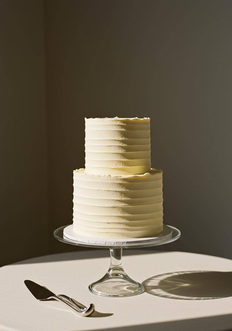 Elegant champagne wedding cake showing subtle colour gradation and smooth texture