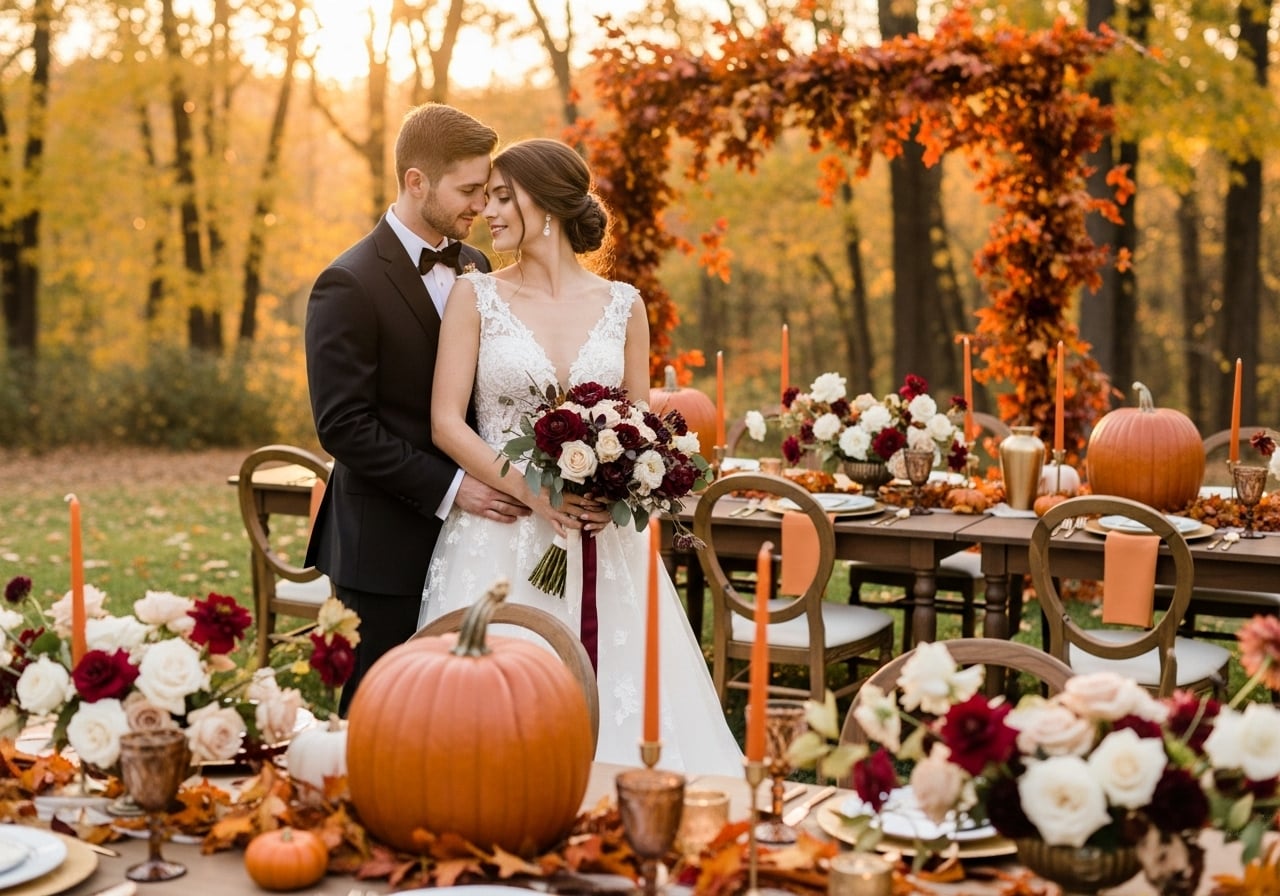 Featured image for More Than Just a Latte: 12 Ways to Create a Chic Pumpkin Spice Wedding Theme