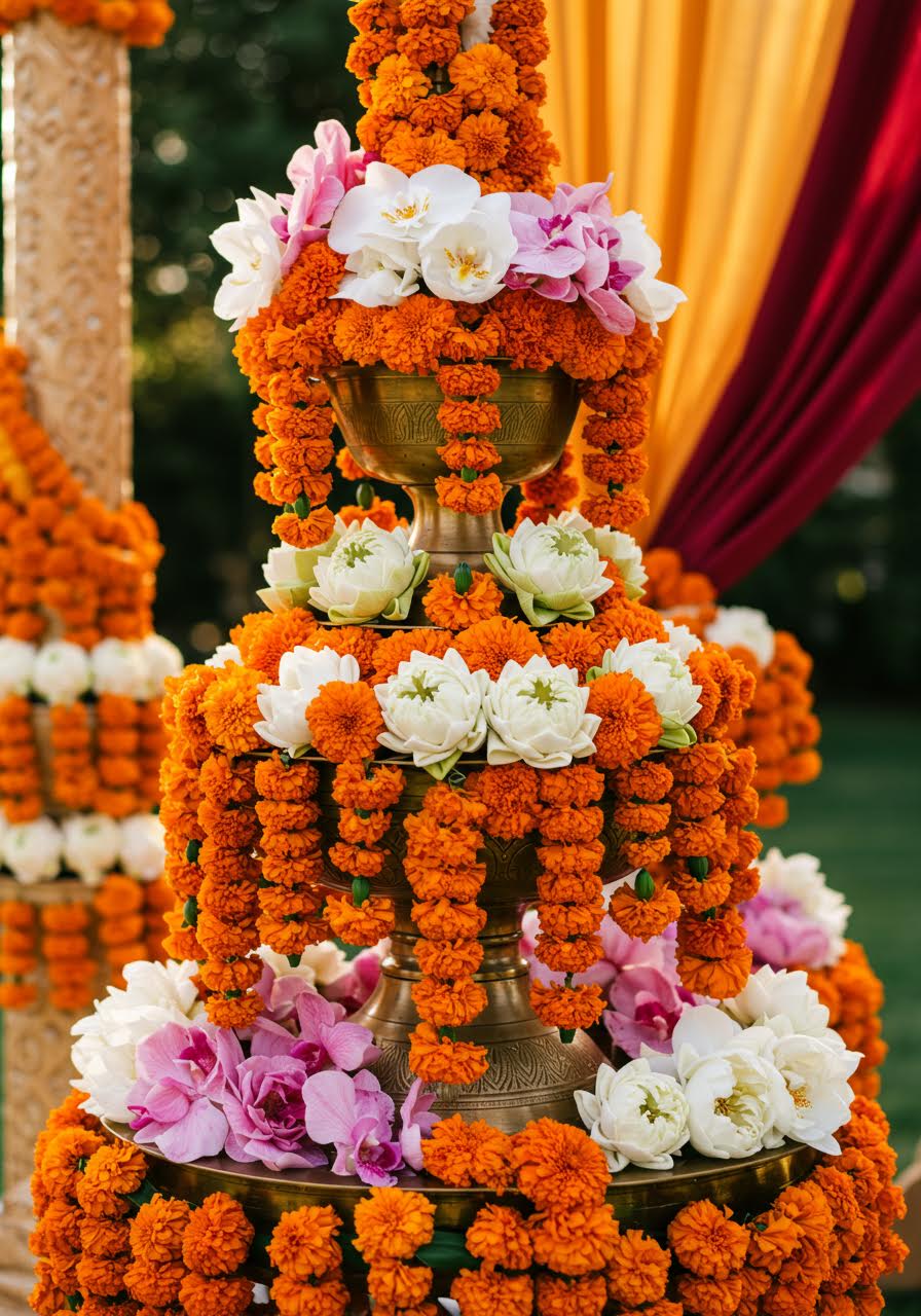 Sacred multicultural wedding floral centerpiece design for ceremony