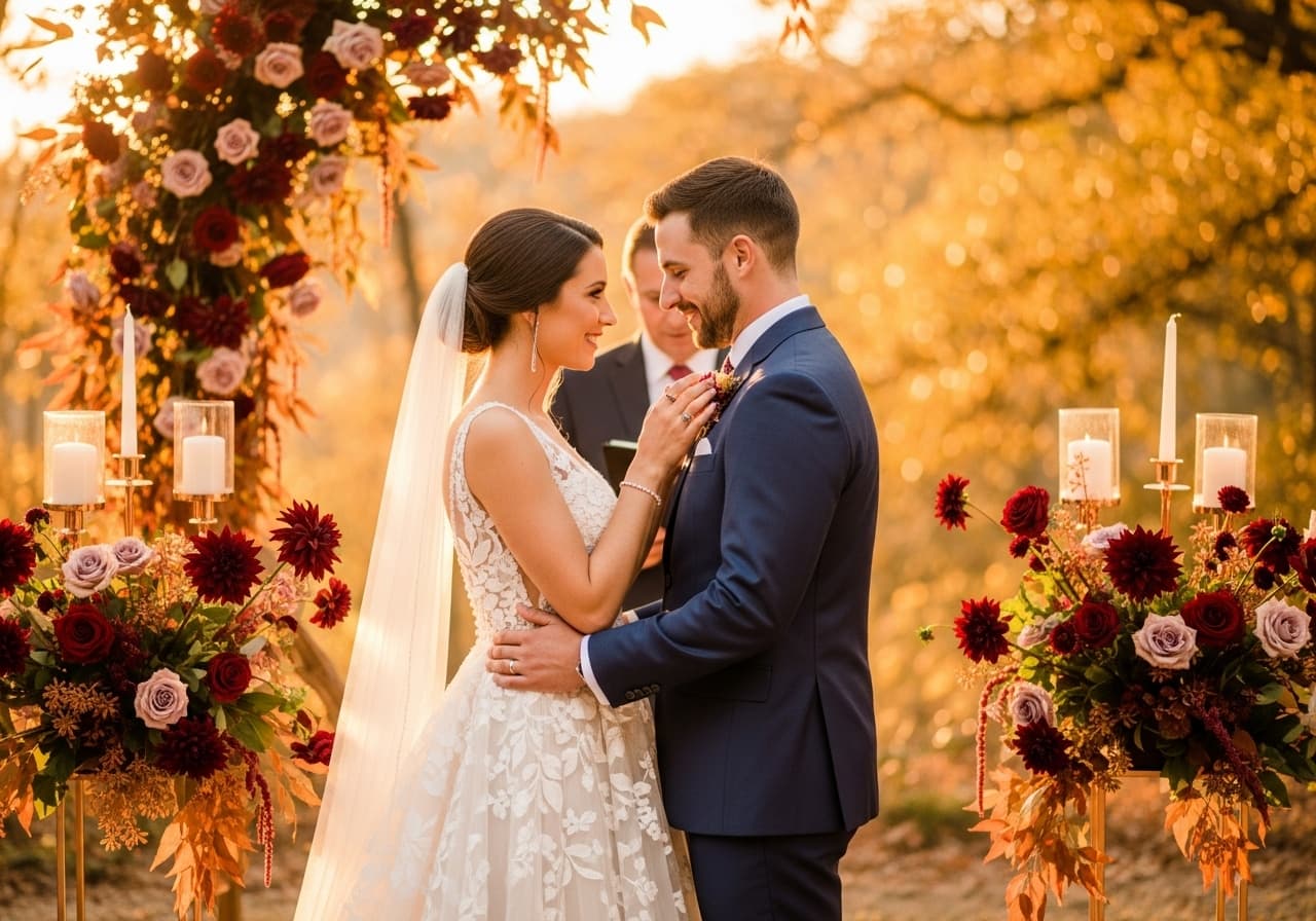 Rose Gold & Burgundy: 15 Glamorous Fall Wedding Combinations