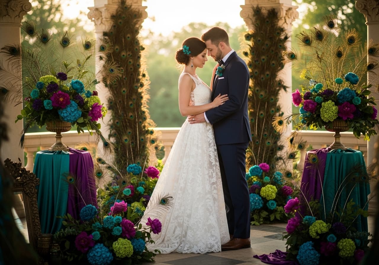 Teal, Purple & Emerald: 14 Ideas for a Peacock Wedding Palette