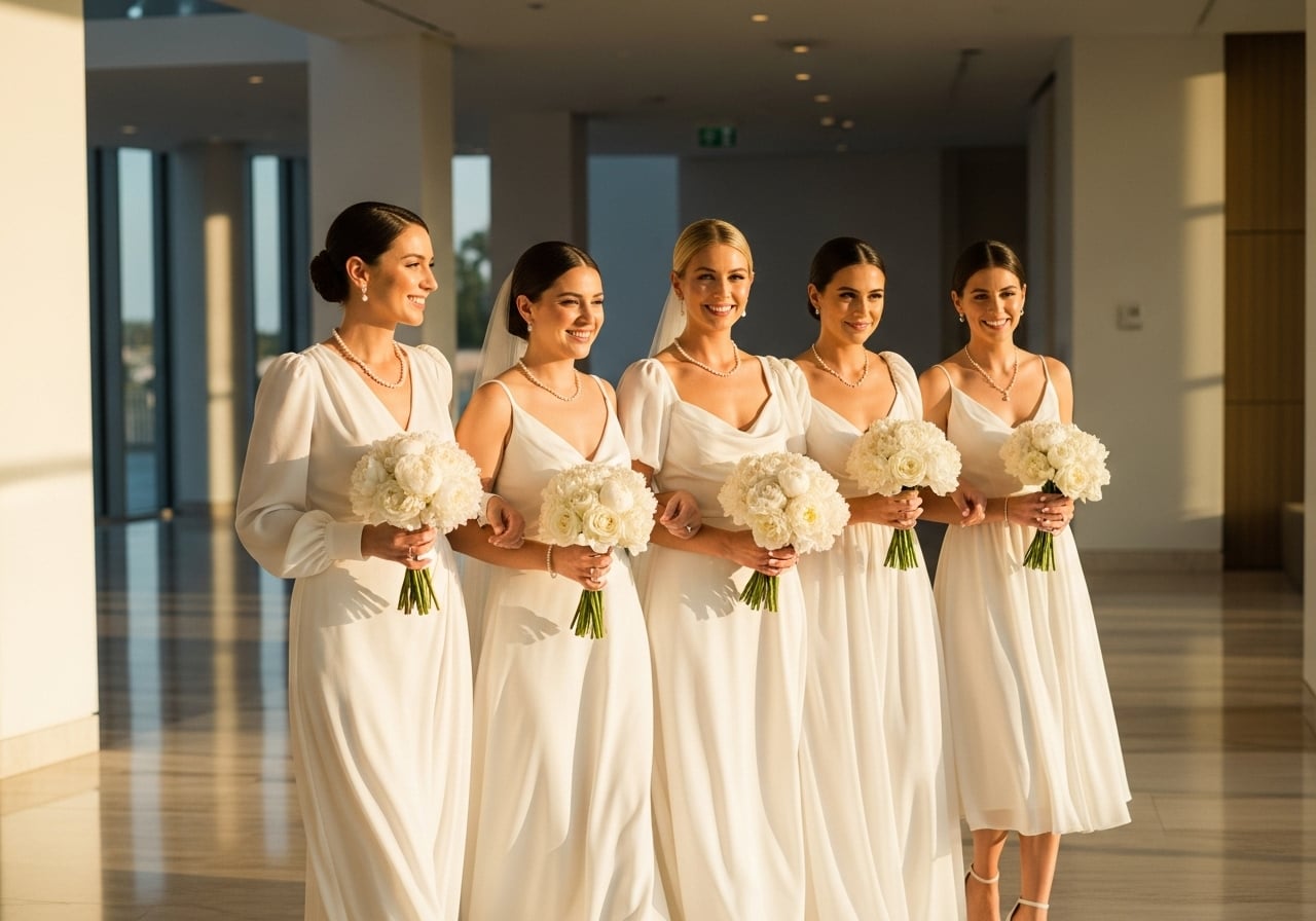 Featured image for The All-White Bridal Party: The Controversial Trend That’s Actually Incredibly Chic
