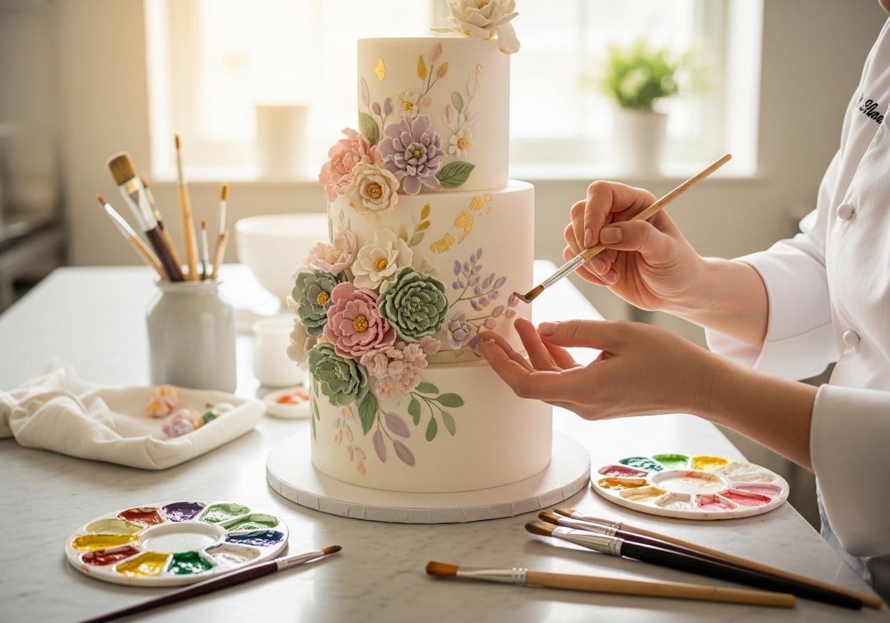 Featured image for The Cake as Canvas: 13 Incredible Hand-Painted Wedding Cakes
