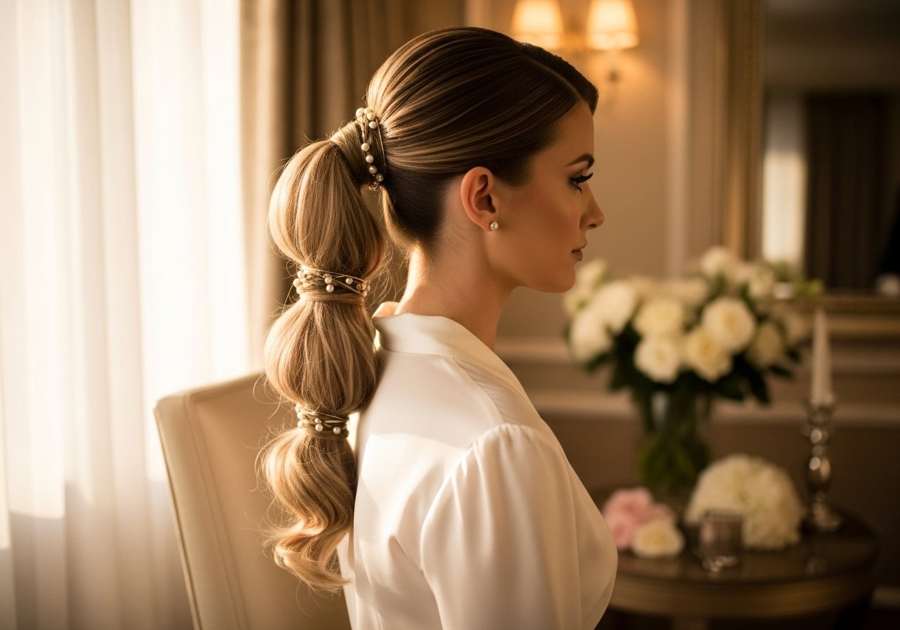 Featured image for The Modern Ponytail: 15 Chic & Sleek Ponytail Hairstyles for Brides
