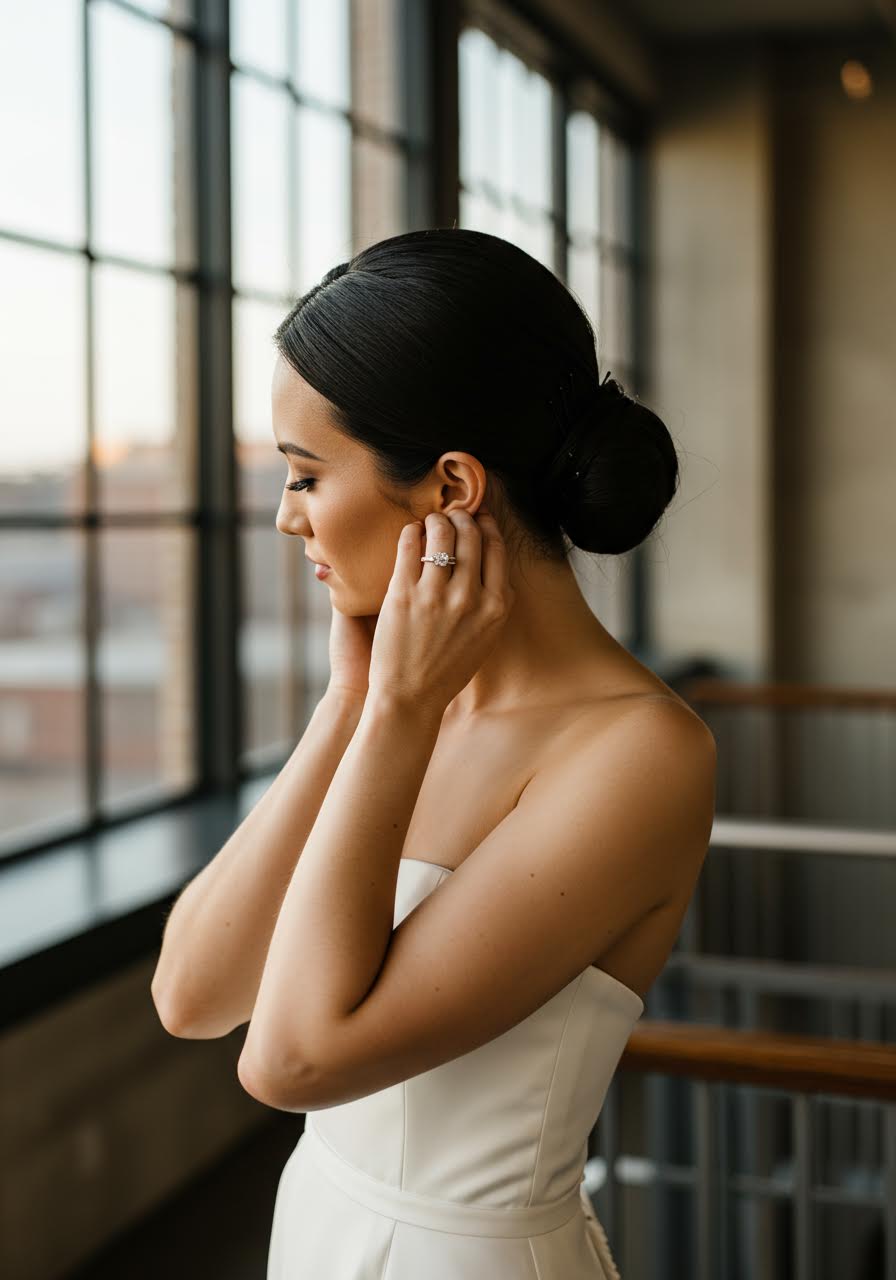 Modern textured bun with sophisticated architectural elements