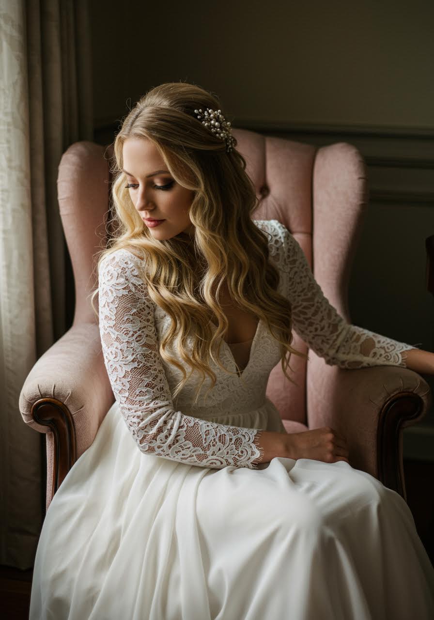 Flowing wedding waves with velvet ribbon and floral accents
