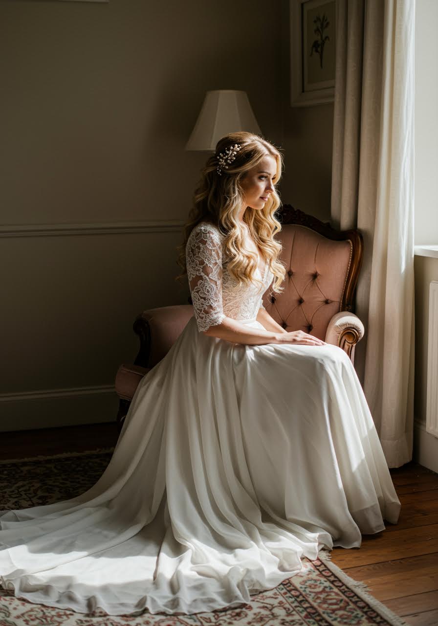 Romantic waves enhanced with vintage lace and rose details