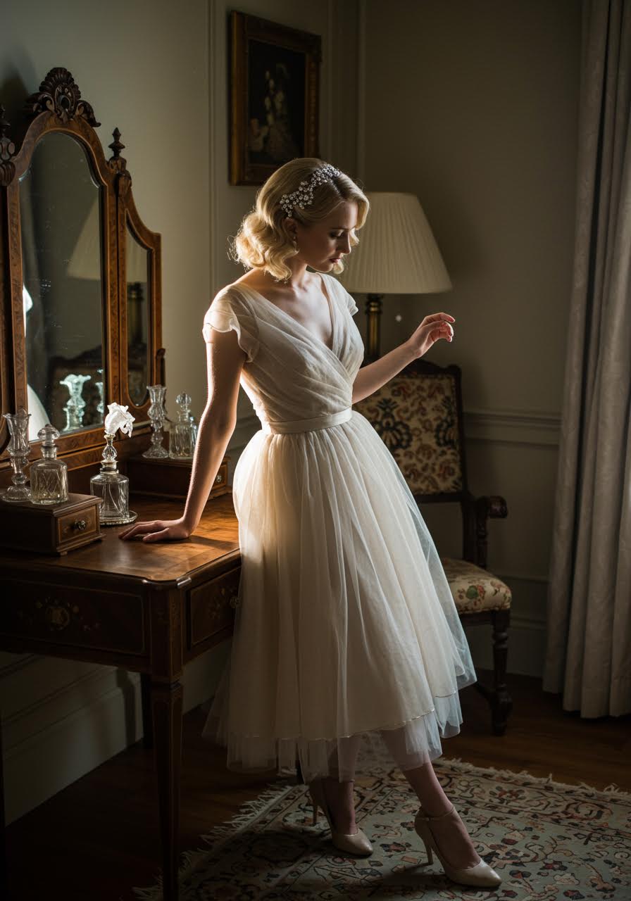 Victorian-inspired bridal updo with modern romantic elements