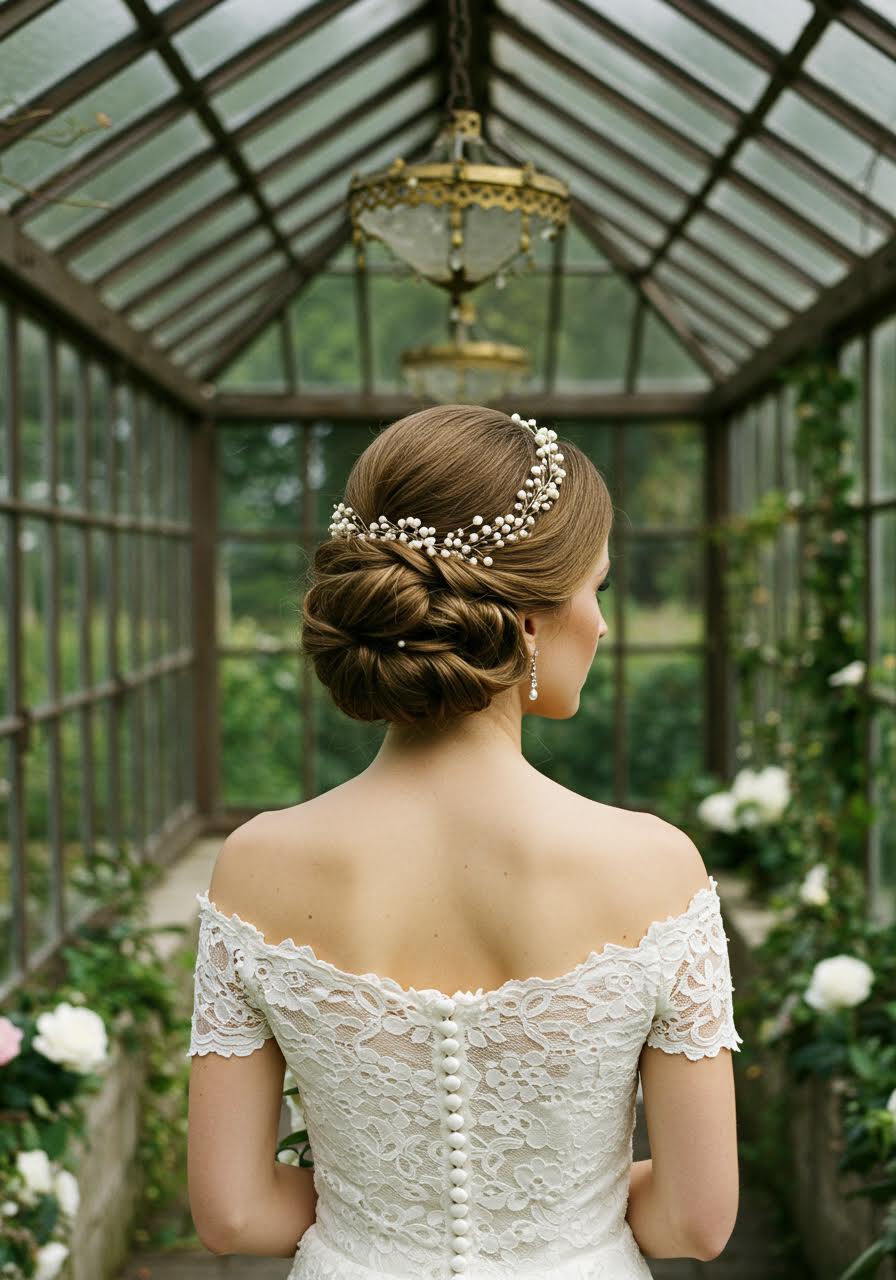 Art Deco inspired vintage bridal hairstyle with geometric elegance