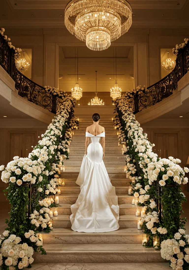 15 Wedding Decor Staircase Ideas With Floral Installations